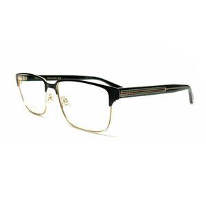 NEW GUCCI EYEGLASSES, BLACK MEN RECTANGLE EYEWEAR GUCCI GG0383O 004